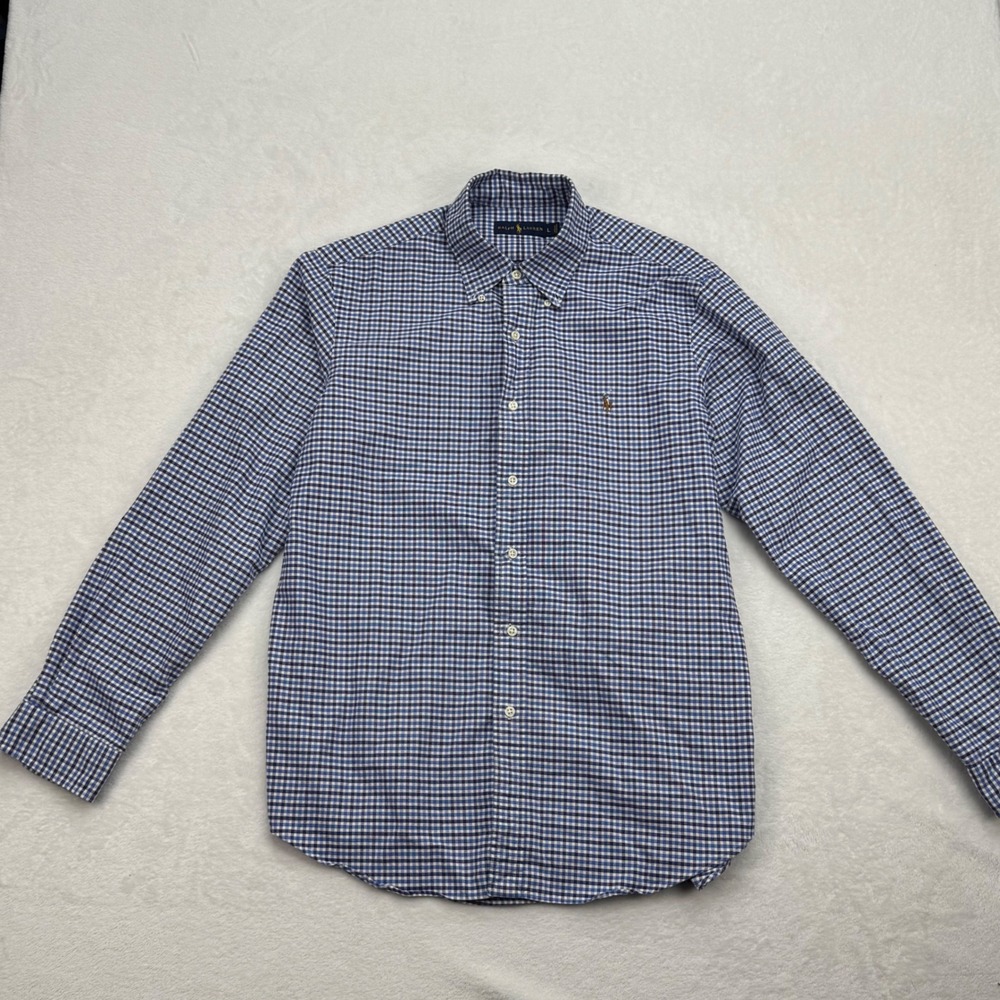Ralph Lauren Men's Gingham Button Down Shirt Long‎ Sleeve Classic Fit L